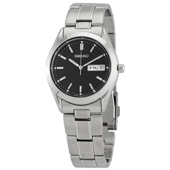 NWT Authentic Seiko Essentials Quartz Black Dial Men's Watch - Picture 1 of 3